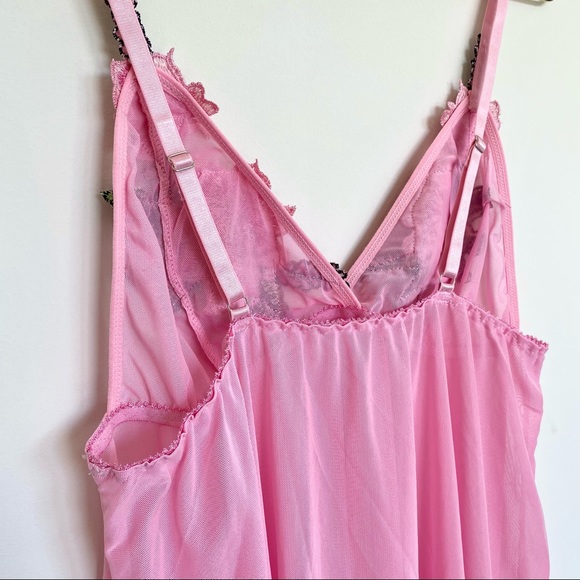 🌸NWOT Size M Pink Mesh 3D Lace Babydoll Nightgown - Picture 8 of 9